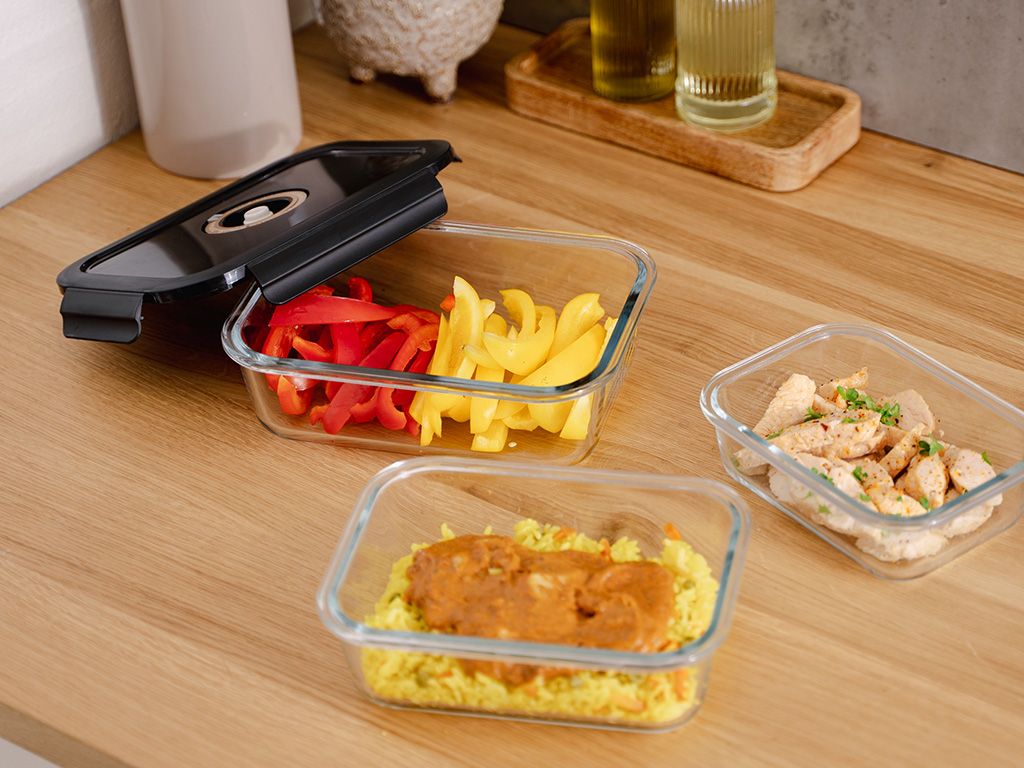 RECTANGLE VACUUM GLASS CONTAINER - 1480ML - SET - 4PC - 5