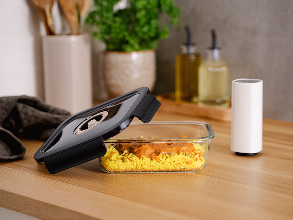 KVADRATISK VAKUUM GLASBEHÅLLARE – 1230ML – SET – 4 ST - 2