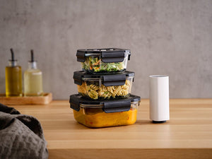 KVADRATISK VAKUUM GLASBEHÅLLARE – 1230ML – SET – 4 ST - 3