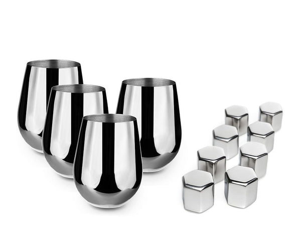 DRYCKESGLAS SET - KOPP I ROSTFRITT STÅL