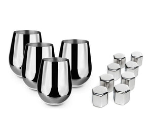 DRYCKESGLAS SET - KOPP I ROSTFRITT STÅL