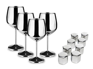 DRYCKESGLAS SET - VINGLAS I ROSTFRITT STÅL - 1