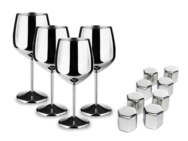 Dryckesglas set - vinglas i rostfritt st&aring;l