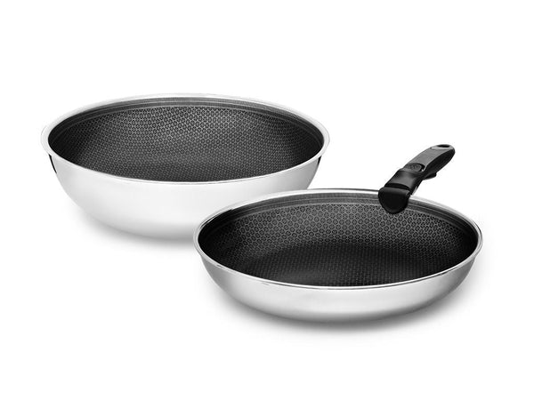 STEKPANNA MED AVTAGBART HANDTAG – 2-DELAR WOKSET