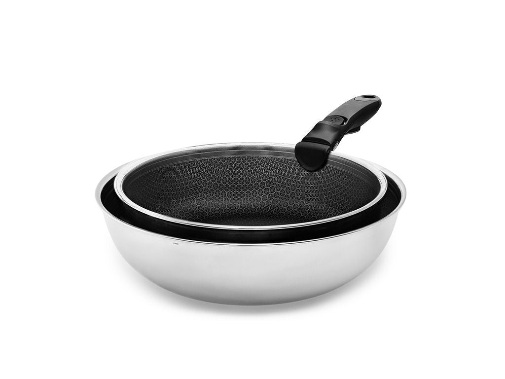 2-pc wok+saute set with detachable handle