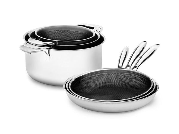 6-delar stekpanna set 24, 26, 28 och 30 cm stekpannor onyxcookware