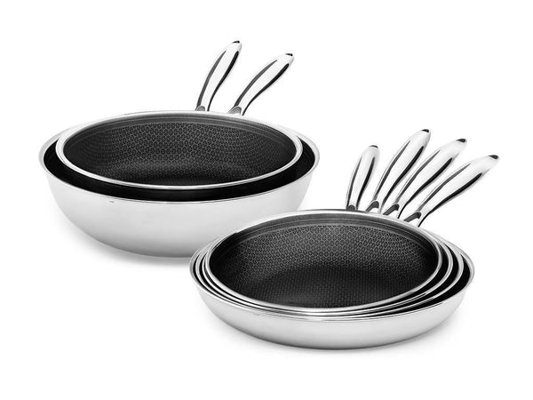 6-delar stekpanna set 24, 26, 28 och 30 cm stekpannor onyxcookware