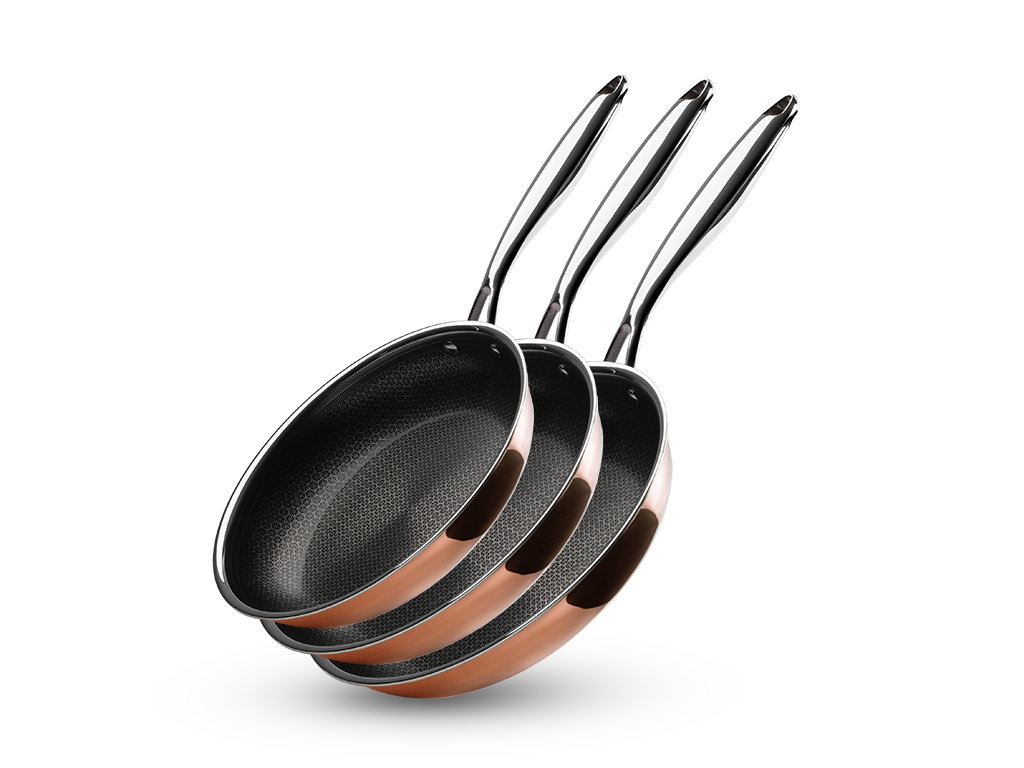 KOPPAR HYBRID NON-STICK STEKPANNESET - 3 DELAR - 1