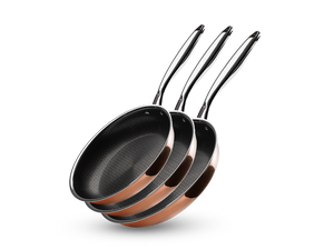 KOPPAR HYBRID NON-STICK STEKPANNESET - 3 DELAR - 1
