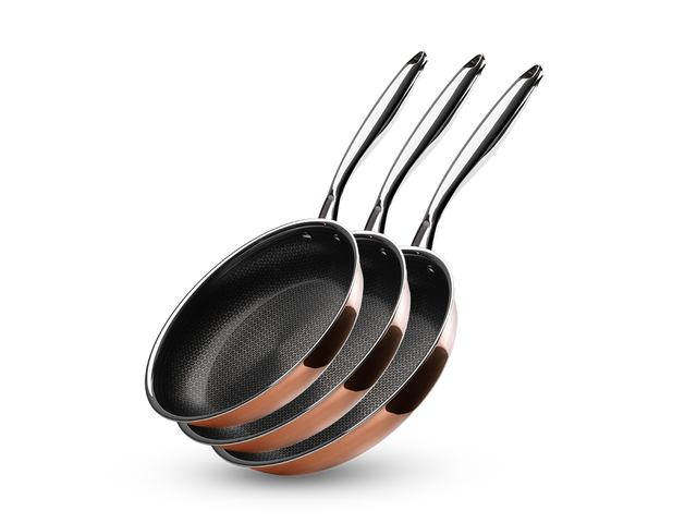 KOPPAR HYBRID NON-STICK STEKPANNESET - 3 DELAR - 1