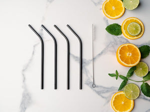 REUSABLE STEEL STRAWS - CURVED - 6