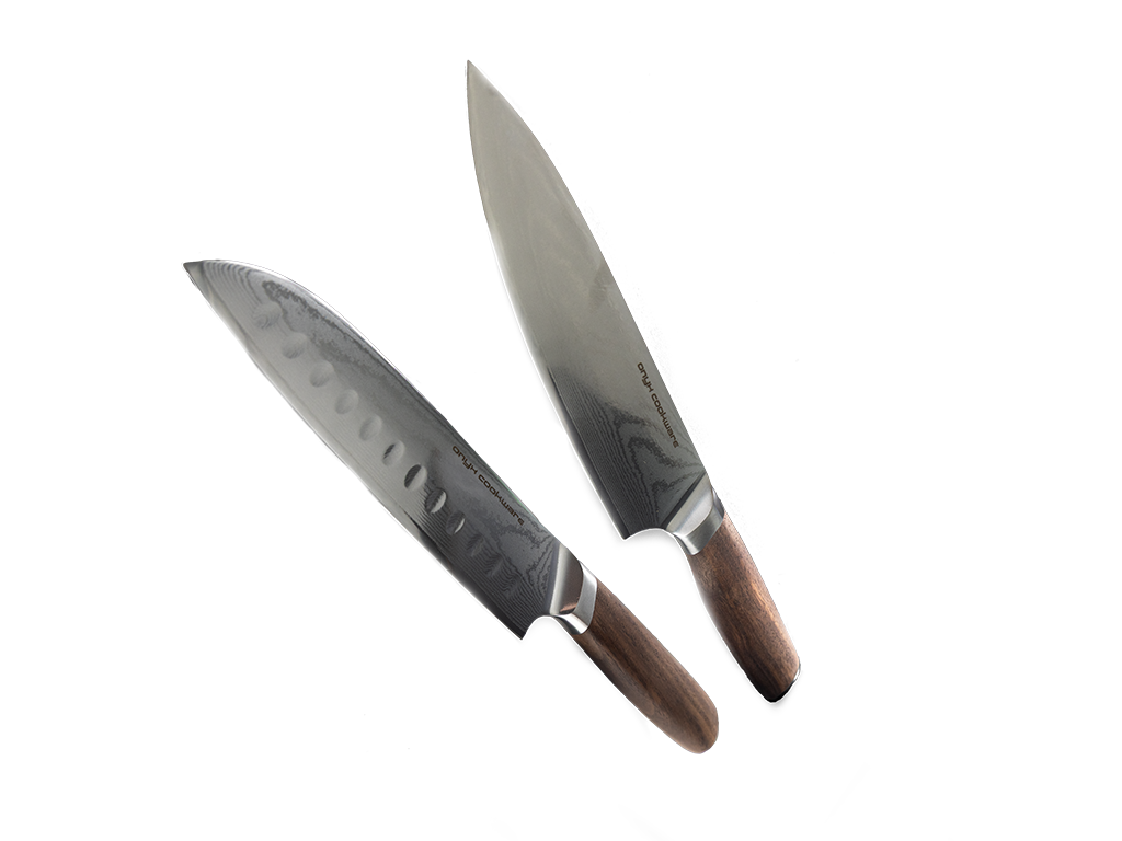 Damaskus kokke- & santoku knivsæt