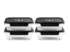 REKTANGULÄR VAKUUM GLASBEHÅLLARE – 1040ML – SET – 4 ST - 1