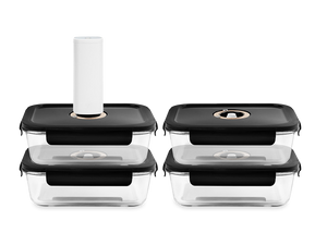 REKTANGULÄR VAKUUM GLASBEHÅLLARE – 1040ML – SET – 4 ST - 1
