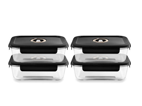 RECTANGLE VACUUM GLASS CONTAINER - 1040ML - SET - 4PC - 1