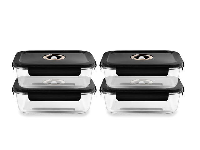 REKTANGULÄR VAKUUM GLASBEHÅLLARE – 1040ML – SET – 4 ST - 1