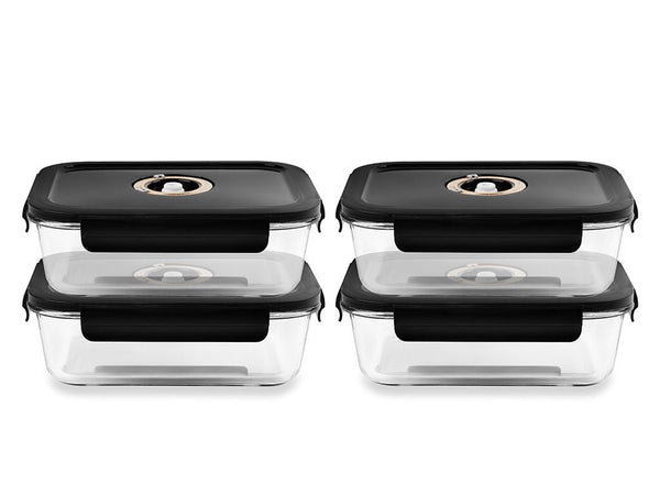 Rectangle vacuum glass container - 1480ml - set - 4pc