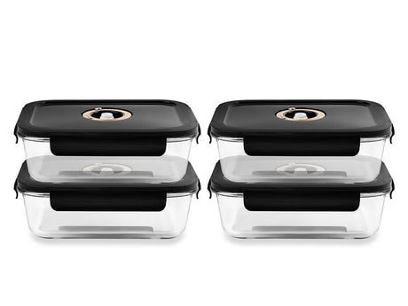 REKTANGULÄR VAKUUM GLASBEHÅLLARE – 1480ML – SET – 4 ST - 1