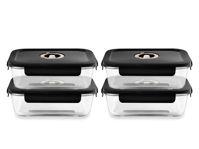 REKTANGULÄR VAKUUM GLASBEHÅLLARE – 1480ML – SET – 4 ST - 1