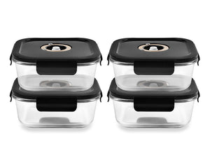 KVADRATISK VAKUUM GLASBEHÅLLARE – 1230ML – SET – 4 ST - 1