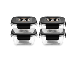 KVADRATISK VAKUUM GLASBEHÅLLARE – 525ML – SET – 4 ST - 1