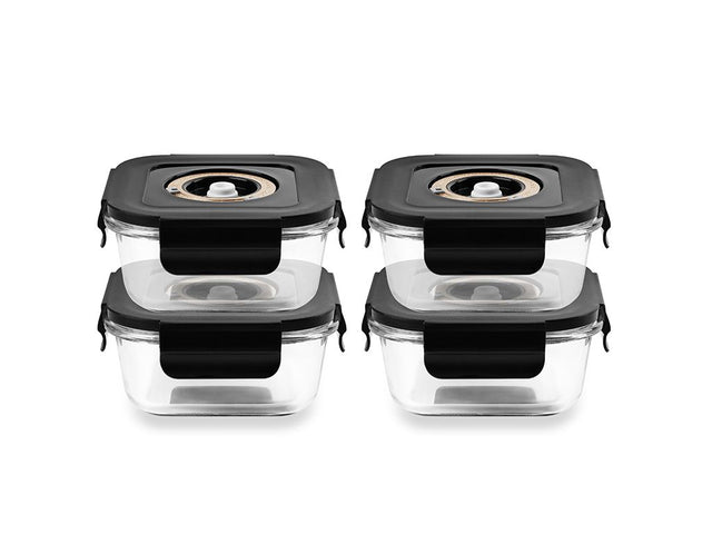 KVADRATISK VAKUUM GLASBEHÅLLARE – 525ML – SET – 4 ST - 1