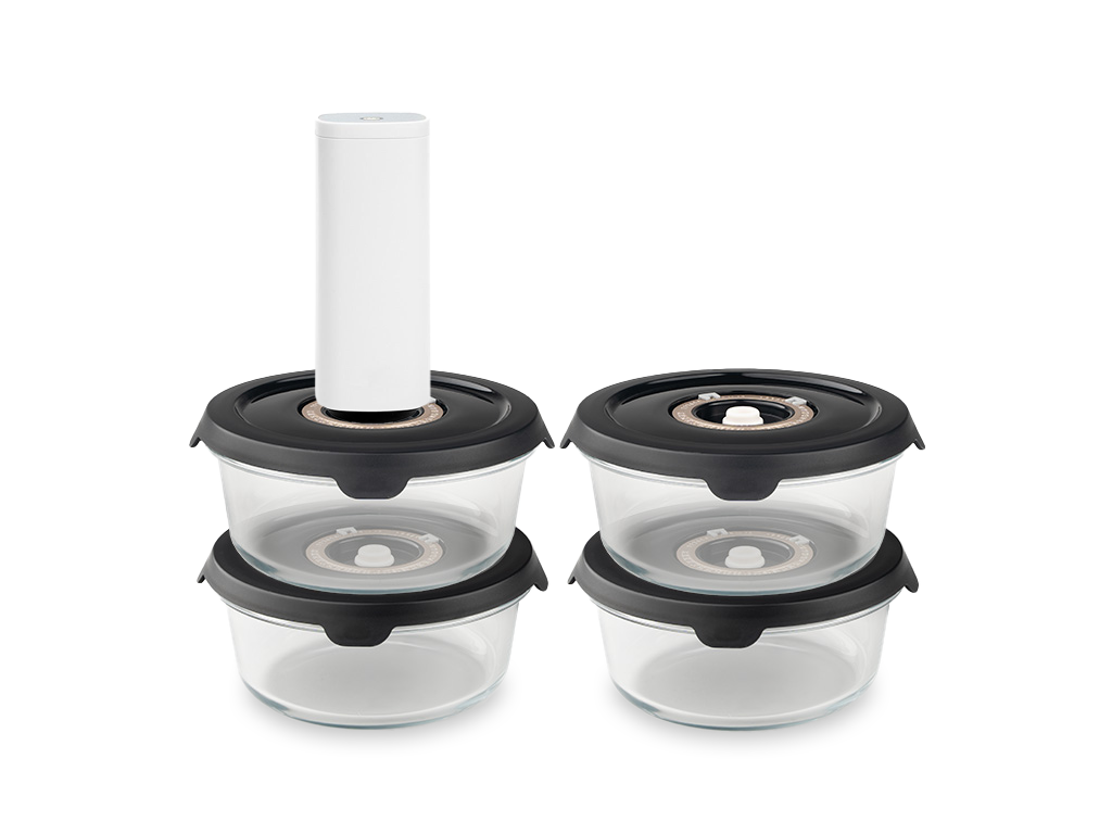 RUNDT VAKUUMGLASBEHÅLLARE – 635ML SET - 4-STYCK - 1