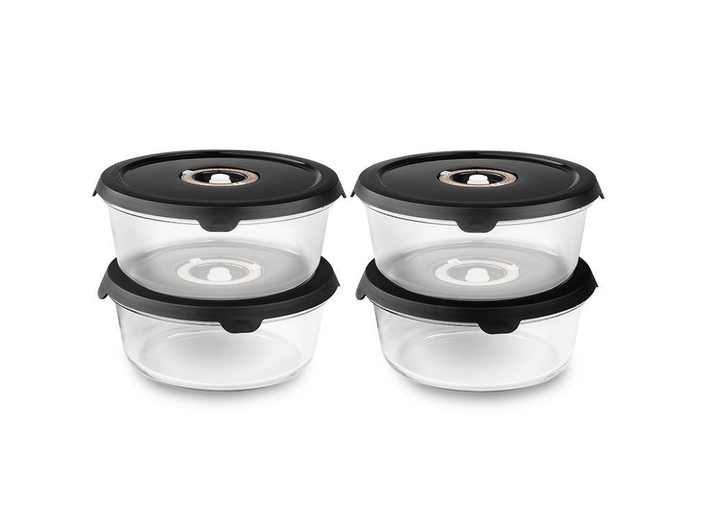 RUNDT VAKUUMGLASBEHÅLLARE – 930ML SET - 4-STYCK