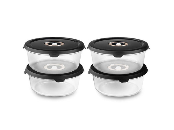 RUNDT VAKUUMGLASBEHÅLLARE – 930ML SET - 4-STYCK