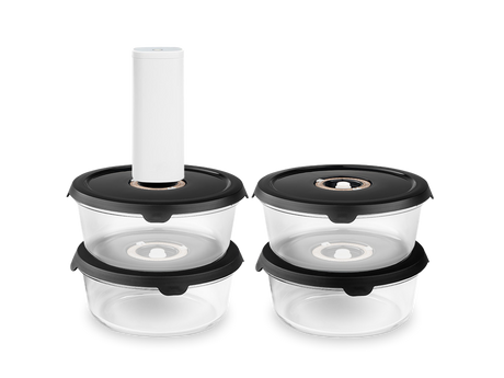 RUNDT VAKUUMGLASBEHÅLLARE – 930ML SET - 4-STYCK - 1