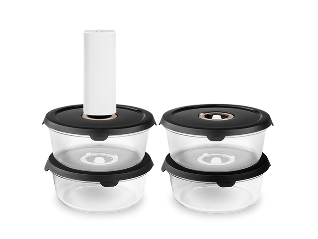RUNDT VAKUUMGLASBEHÅLLARE – 930ML SET - 4-STYCK - 1